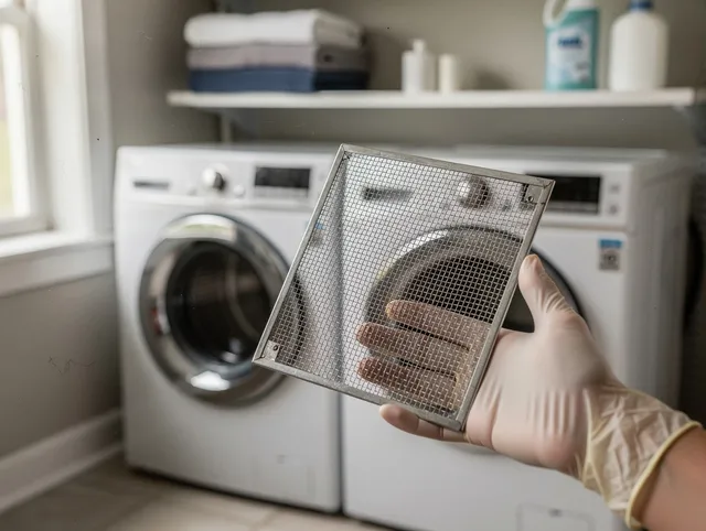 Monterey Park Dryer Vent Cleaning specialist performing detailed lint trap cleaning service in Monterey Park