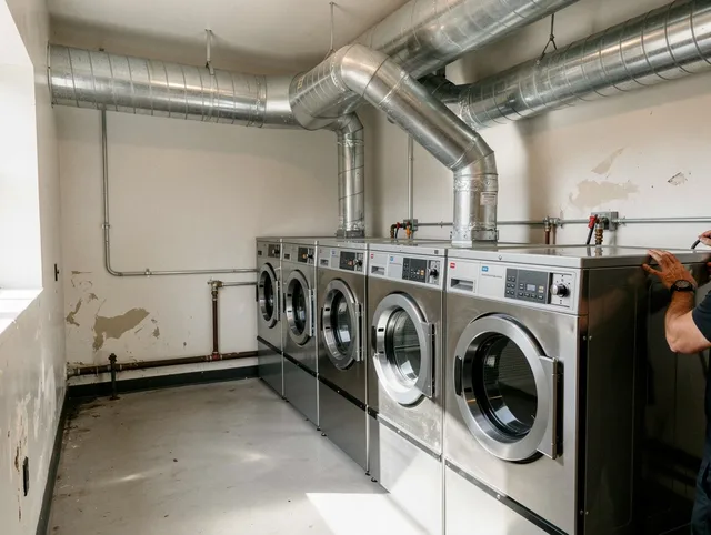Monterey Park Dryer Vent Cleaning team performing large-scale commercial dryer vent cleaning in Monterey Park