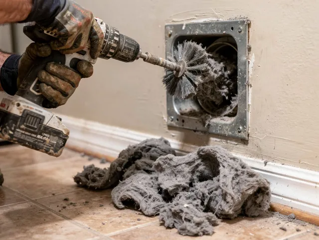 Certified Monterey Park Dryer Vent Cleaning technician performing dryer vent cleaning in Monterey Park
