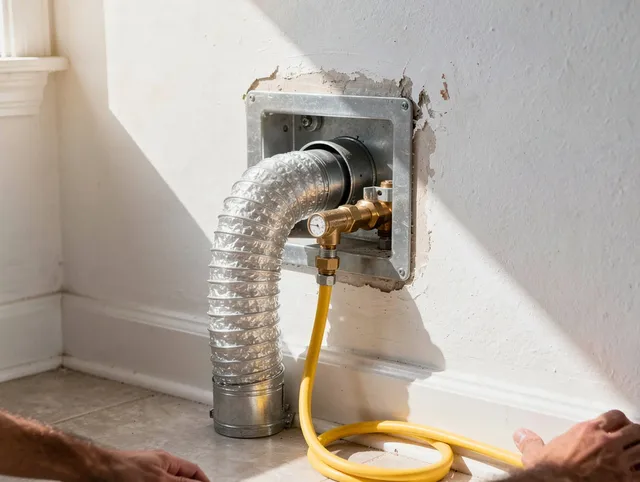 Monterey Park Dryer Vent Cleaning certified technician performing specialized gas dryer vent cleaning in Monterey Park